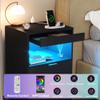Gadroad Night Stand, LED Nightstand with Charging Station, Wood Bedside Table, End Table Sofa Couch Side Table with Pull-Out Shelf, Black view 4