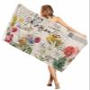 Vintage Microfiber Beach Towel, Plants Colourful Flowers Envelope Stamp 31" x 63" Bath Towel Quick Dry Sand Free Travel Pool Towels for Beach Chair, Sun-Bath, Camping, Vacation view 1