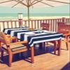 Lsrtoss Navy Blue Striped Outdoor Tablecloth with Umbrella Hole & Zipper, Farmhouse Rectangle Tablecloth 60x102 Inch, Modern Blue White Stripes Patio Table Cover Waterproof Table Cloth for Picnic view 2