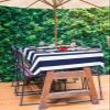 Lsrtoss Navy Blue Striped Outdoor Tablecloth with Umbrella Hole & Zipper, Farmhouse Rectangle Tablecloth 60x102 Inch, Modern Blue White Stripes Patio Table Cover Waterproof Table Cloth for Picnic view 3