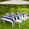 Lsrtoss Navy Blue Striped Outdoor Tablecloth with Umbrella Hole & Zipper, Farmhouse Rectangle Tablecloth 60x102 Inch, Modern Blue White Stripes Patio Table Cover Waterproof Table Cloth for Picnic view 4