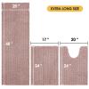 ACCUMTEK Upgrade Extra Large Dusty Pink Bathroom Rug Set 3 Pieces Ultra Soft, Thick Absorbent Bath Mats, Non Slip Chenille Toilet Mat for Bathroom, Bedroom, Kitchen view 2
