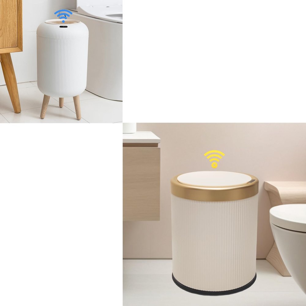 URALFA 3 Gallon White and 2.8 Gallon White Motion Sensor Trash Can