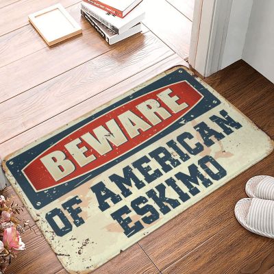 CDWS Front Door Welcome Mat Beware of American Eskimo Rug Room Accessories for Men Fall Door Decorations(Size:65X90CM)