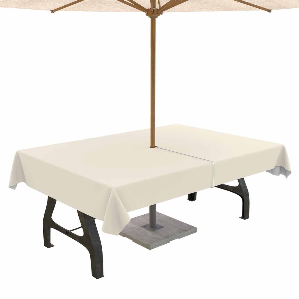 Lsrtoss Cream Outdoor Tablecloth with Umbrella Hole & Zipper, Modern Pure Beige Rectangle Tablecloth 60x102 Inch, Patio Table Cover Waterproof Table Cloth for Picnic/Party