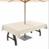 Lsrtoss Cream Outdoor Tablecloth with Umbrella Hole & Zipper, Modern Pure Beige Rectangle Tablecloth 60x102 Inch, Patio Table Cover Waterproof Table Cloth for Picnic/Party view 1