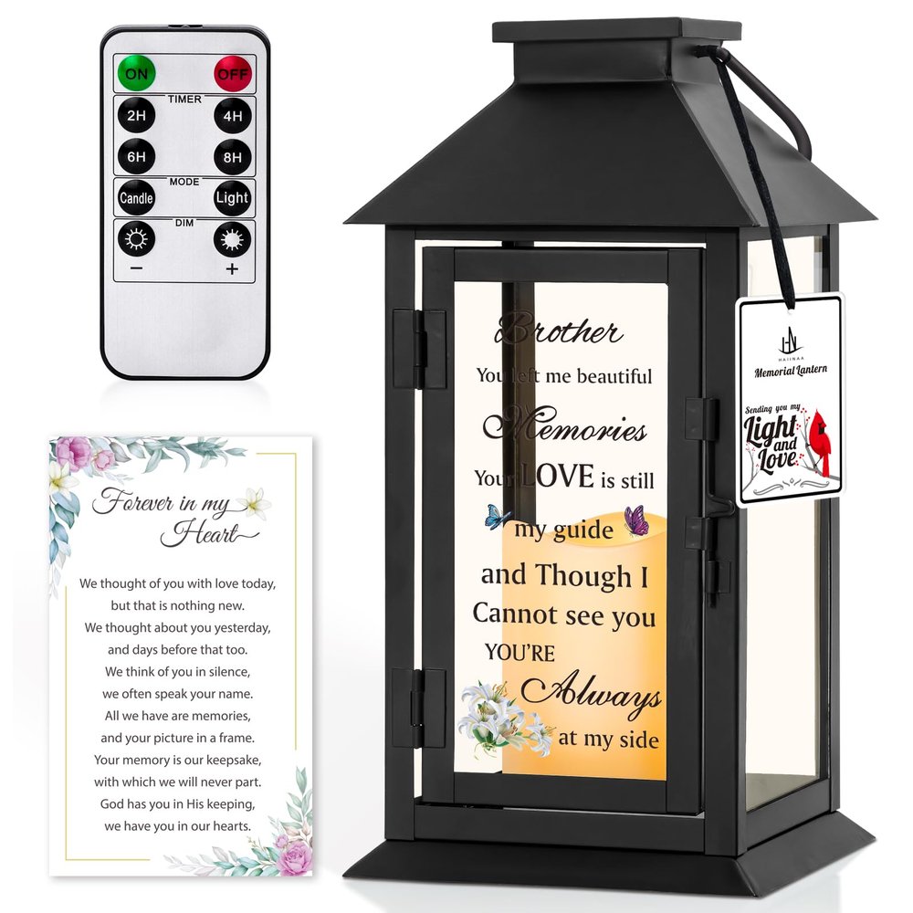 HN HAIINAA Memorial Lantern for Brother with LED Candle