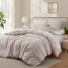LOVQUE 100% Washed Cotton Duvet Cover Set King Size, Linen Like Natural Bedding Set with Zipper Closure (No Comforter), 104x90 Inches, Light Linen Grey view 2