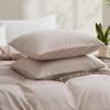 LOVQUE 100% Washed Cotton Duvet Cover Set King Size, Linen Like Natural Bedding Set with Zipper Closure (No Comforter), 104x90 Inches, Light Linen Grey view 3