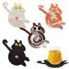 Cute Cat Cup Coasters, Gifts for Cats Lovers, Cat Coaster Woven Creative Knitted Coasters Funny Drink Insulation Coffee and Tea Coaster Table Protection Desktop Gifts (4PCS) view 1