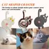 Cute Cat Cup Coasters, Gifts for Cats Lovers, Cat Coaster Woven Creative Knitted Coasters Funny Drink Insulation Coffee and Tea Coaster Table Protection Desktop Gifts (4PCS) view 4