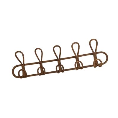 Coat Rack Clothes Hooks Wall Decoration Practical Holder Clothes Hanger Rattan for Suit Scarf Jackets Shirt Tops, 5 Hooks