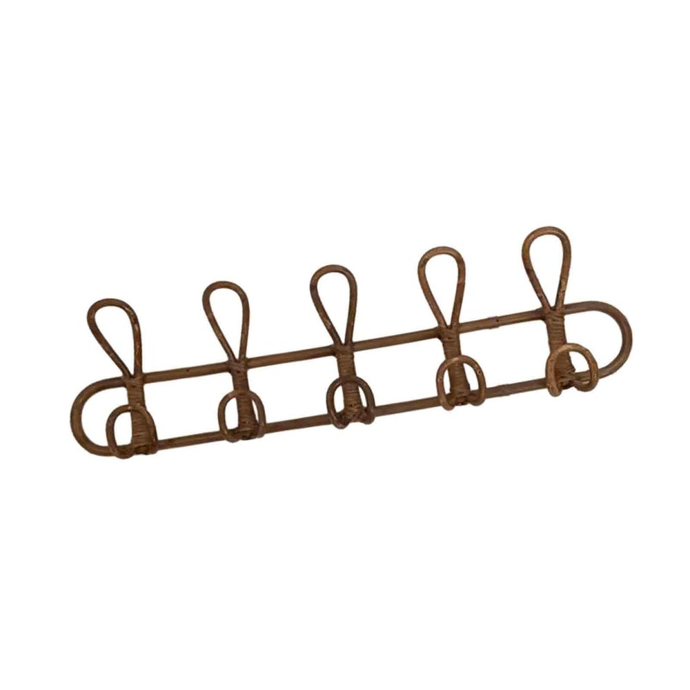 Coat Rack Clothes Hooks Wall Decoration Practical Holder Clothes Hanger Rattan for Suit Scarf Jackets Shirt Tops, 5 Hooks