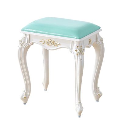 SUZEPER Victorian Style Vanity Stool for Makeup,Round/Rectangular Makeup Stool Cute Accent Stool,Vintage Vanities & Vanity Bench Seat Bathroom Stool Chair,17 Inch