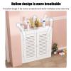 White Radiator Cover Louvered Grill Shelf Cabinet,Wood Heating Cover Storage Organizer Cabinet,with 2 Doors and Modern Vertical Slats,Living Room Heating Decorative Cabinet Bathroom Floor Cabinet view 4