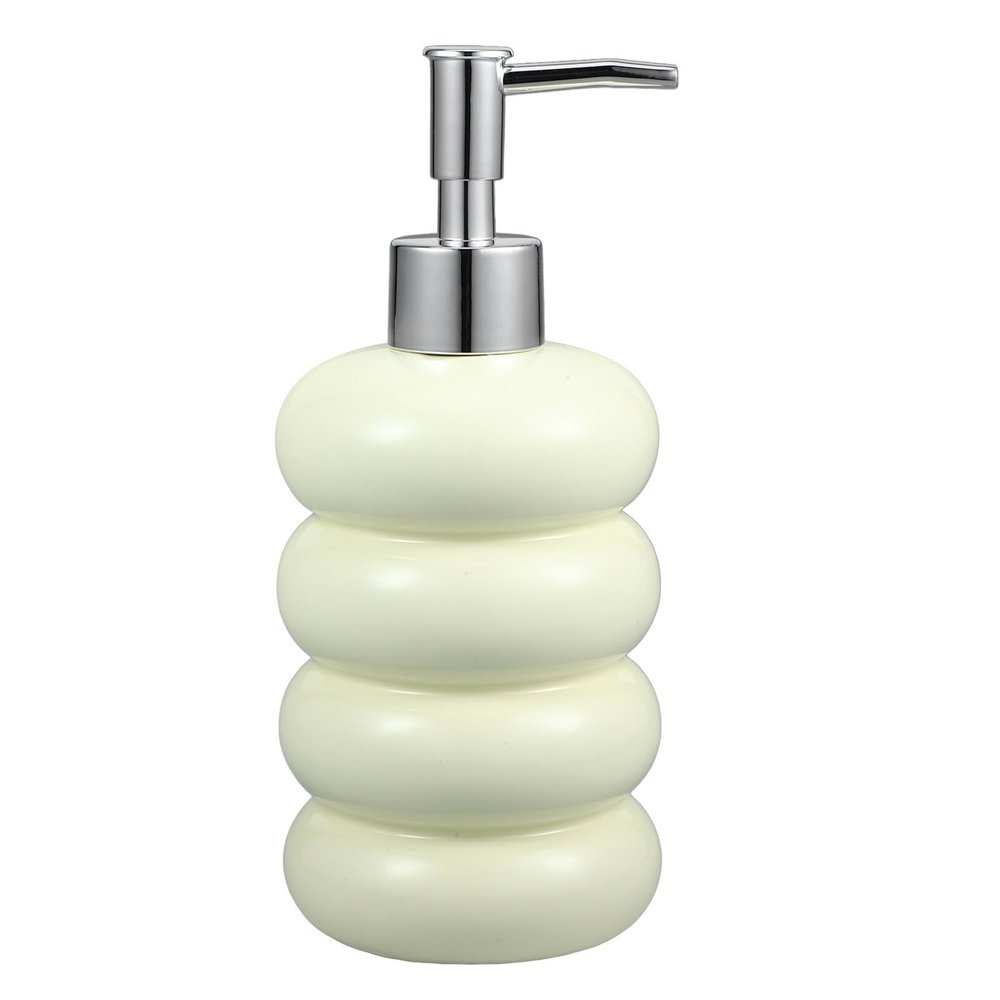 ABOOFAN Ceramic Soap Dispenser, Shampoo Lotion Pump Bottle Chubby Donut Bathroom Bottle Refillable Liquid Bottle Conditioner Container for Kitchen Washroom 450ml
