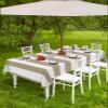 Lsrtoss Beige Striped Outdoor Tablecloth with Umbrella Hole & Zipper, Farmhouse Rectangle Tablecloth 60x102 Inch, Modern Beige White Stripes Patio Table Cover Waterproof Table Cloth for Picnic/Party view 4