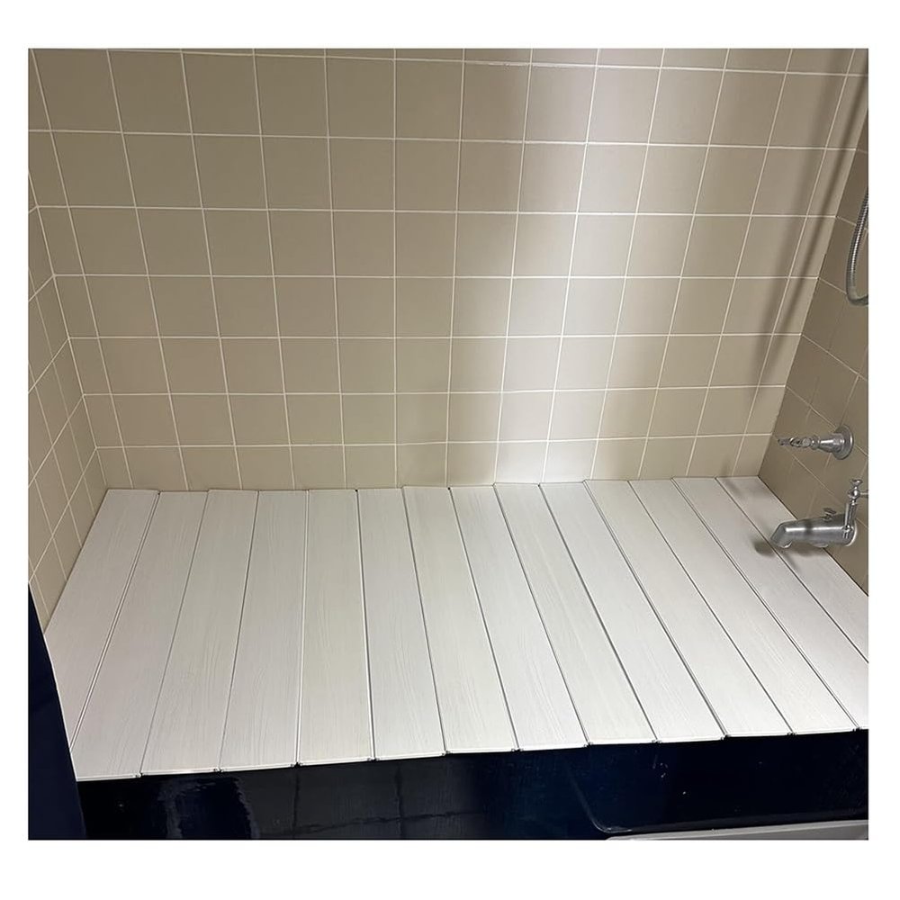 Rygcrud Bathtub Tray - Folding Insulation Dust-Proof Bathtub Cover, 0.6cm Thick PVC Board, Louvered Shutter Bath Lid for Milk Baths Spa(Size:118x70cm/46 x28)
