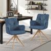 Art Leon Office Chairs Set of 2 - Mid Century Modern Desk Chair No Wheels, Fabric Upholstered Swivel Accent Chair with Oak Wood Legs, Blue view 1
