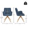 Art Leon Office Chairs Set of 2 - Mid Century Modern Desk Chair No Wheels, Fabric Upholstered Swivel Accent Chair with Oak Wood Legs, Blue view 2