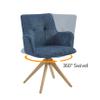 Art Leon Office Chairs Set of 2 - Mid Century Modern Desk Chair No Wheels, Fabric Upholstered Swivel Accent Chair with Oak Wood Legs, Blue view 3