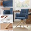 Art Leon Office Chairs Set of 2 - Mid Century Modern Desk Chair No Wheels, Fabric Upholstered Swivel Accent Chair with Oak Wood Legs, Blue view 4