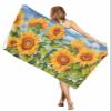 EwdeWwo Summer Microfiber Beach Towel, Retro Nature Botanical Sunflowers 35" x 71" Bath Towel Quick Dry Sand Free Travel Pool Towels for Beach Chair, Sun-Bath, Camping, Vacation view 1