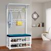 Generic Clothes Rail, Garment Rail Freestanding Cloth Hanger Rail, Garment Coat Rack with Bench and Lower Storashelf for Boxes Shoes Boots/B view 3