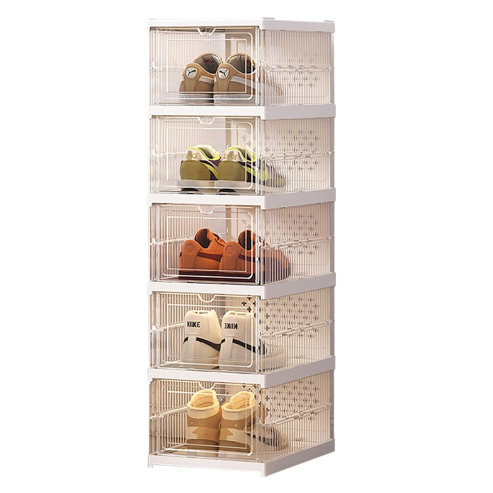JS Ellie Shoe Box Foldable Shoe Box Transparent Shoe Box First Floor/Second Floor/Third Floor/Fourth Floor/Fifth Floor/Sixth Floor Storage Box Foldable Shoe Cabinet Home Stackable Shoe Rack