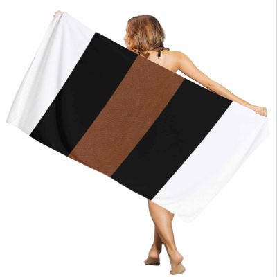 EwdeWwo Boho Style Microfiber Beach Towel, Retro Modern Brown Black Stripes 31" x 63" Bath Towel Quick Dry Sand Free Travel Pool Towels for Beach Chair, Sun-Bath, Camping, Vacation