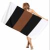 EwdeWwo Boho Style Microfiber Beach Towel, Retro Modern Brown Black Stripes 31" x 63" Bath Towel Quick Dry Sand Free Travel Pool Towels for Beach Chair, Sun-Bath, Camping, Vacation view 1