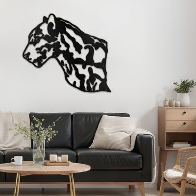 SIGNLEADER Metal Wall Art Decor Leopard Minimalist Modern Abstract Wall Sculpture Hangings Home Decoration for Living Room, Bedroom, Bathroom, Kitchen - 30" Black
