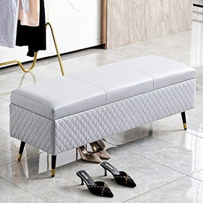 Taifuan Leather Storage Ottoman Bench,Premium Storage Bench End of Bed Upholstered Bench,Long Ottoman with Storage for Living Room, for Bedroom Living Room Entryway Rectangular Accent Bench