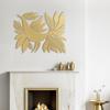 SIGNLEADER Metal Wall Art Decor Bird with Leaves Minimalist Modern Abstract Wall Sculpture Hangings Home Decoration for Living Room, Bedroom, Bathroom, Kitchen - 18" Gold view 2
