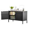 Ustamio Black Wide Metal Locker Storage Cabinet, 2 Door Accent Cabinet for Home and Office, 2 Tier Low Metal Cabinet With Doors and Shelf, Multipurpose TV Stand view 1