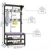 Caimcie 4 IN 1 Hallway Coat Rack, Coat Stand with Bench, Coat Rack, Double Hooks, Coat Rack Set for Hallway and Bedroom, Industrial Design, Metal Frame 100 * 33 * 170 Cm B view 2