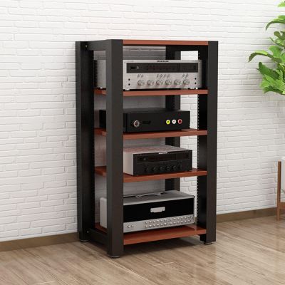 SHYP 5-Tier AV Media Stand Component Cabinet Floor-Standing Open Storage Wooden Shelves Corner TV Stand CD Player Stereo Rack Audio Tower for Home/Office/Theater(Color:B)