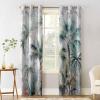 Teal Green Palm Tree Blackout Curtains 45 Inches Long for Bedroom,Thermal Insulated Living Room Darkening Black Out Window Panels Grommet Drape,Summer Tropical Coconut Plant Modern White 104x45 view 1