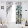 Teal Green Palm Tree Blackout Curtains 45 Inches Long for Bedroom,Thermal Insulated Living Room Darkening Black Out Window Panels Grommet Drape,Summer Tropical Coconut Plant Modern White 104x45 view 3