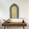iwa concept Ayatul Kursi Mihrab Dome Design, Islamic Wall Art, Arabic Calligraphy, Prayer Room Decor, Housewarming Gift for Muslims at Ramadan (Medium, In Gold Out Black) view 2