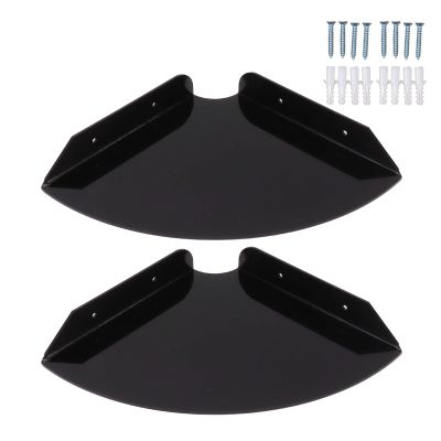 2pcs Acrylic Wall Mount Floating Corner Shelves,Quarter Round Shower Shelf Hanging Corner Shelves,Bathroom Corner Shelf Floating Display Shelf for Bedrooms Living Rooms Shower