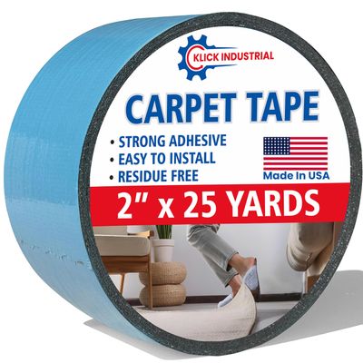 Carpet Tape, Double Sided Rug Tape, Secure Rugs to Hardwood, Laminate, Tile, Carpet, Carpet Grip Tape, Removable Carpet Tape, No damage on carpet, rug or floor, (MADE IN USA), Black, (2" x 25 Yard)