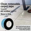 Carpet Tape, Double Sided Rug Tape, Secure Rugs to Hardwood, Laminate, Tile, Carpet, Carpet Grip Tape, Removable Carpet Tape, No damage on carpet, rug or floor, (MADE IN USA), Black, (2" x 25 Yard) view 4