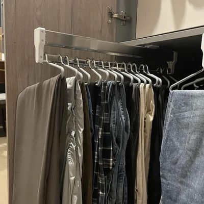 Heavy Duty Extendable Pull Out Closet Rod - Sliding Wardrobe Closet Rod, Extendable Clothes Rail With 2 Sliding Track, Pull Out Closet Rod Adjustable 30-80cm Wardrobe Rail Clothes Rack(Size:30cm/11.8i