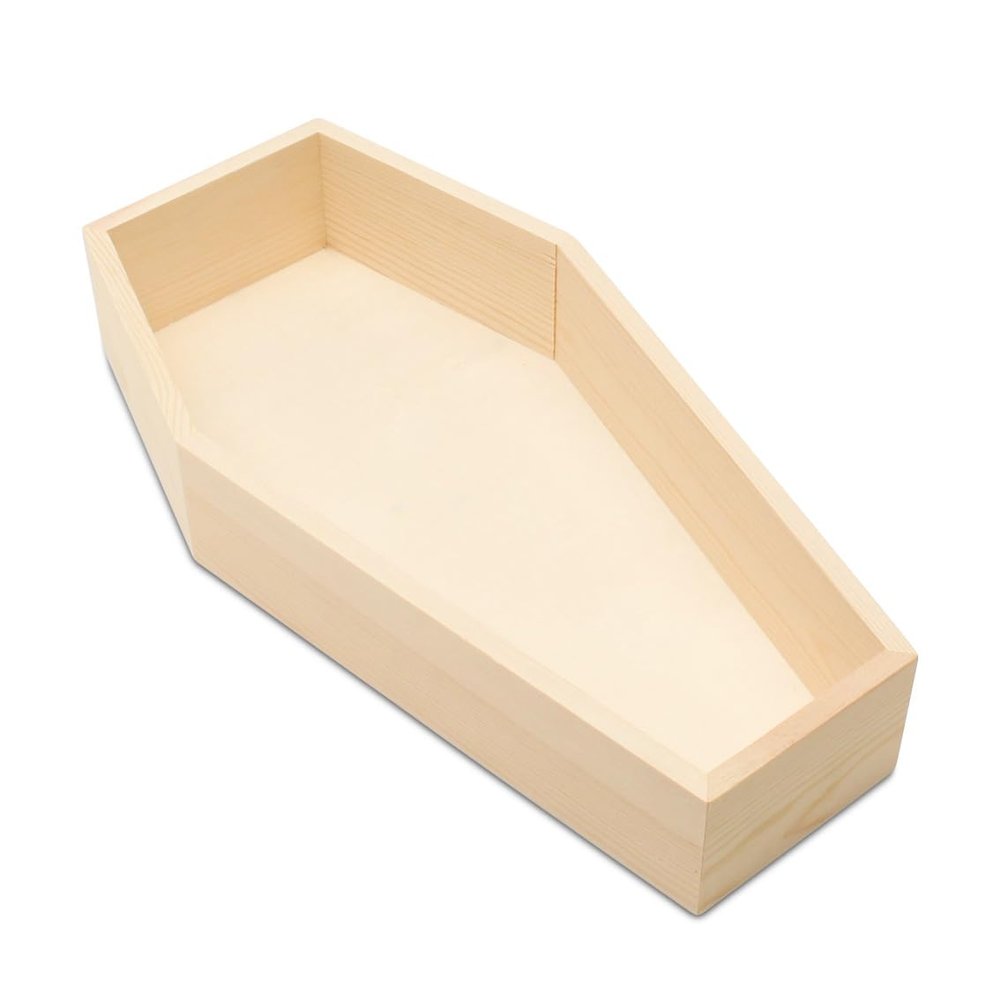 Coffin Tray 12-inch, Pack of 6 Blank Wood Coffin Shelves, Halloween Tray for Charcuterie Tray and Coffin Shaped Decor, by Woodpecker