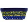 Polmedia Polish Pottery Square Bowl 4-inch UNIKAT - Rooster Parade Pattern Handmade in Boleslawiec Poland by Ceramika Artystyczna + Certificate of Authenticity view 3