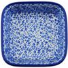 Polmedia Polish Pottery Square Bowl 4-inch UNIKAT - Raindrops Pattern Handmade in Boleslawiec Poland by Ceramika Artystyczna + Certificate of Authenticity view 2