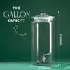2 Gallon Glass Drink Dispenser with Spout for Parties - Tall Airtight Mason Style Beverage Serveware Stand with Metal Spigot for Kombucha, Water, Juice, Punch, Cocktails, Ice Tea & Sun Tea view 2