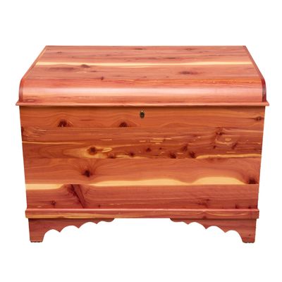 Rustic Red Door Co. Cedar Hope Chest with Waterfall Top, Amish Made Wooden Storage Trunk Box for Bedroom, Blanket, Clothes, Anti-Slam Hinges and Lock, 42", Cedar Wood, Natural Stain