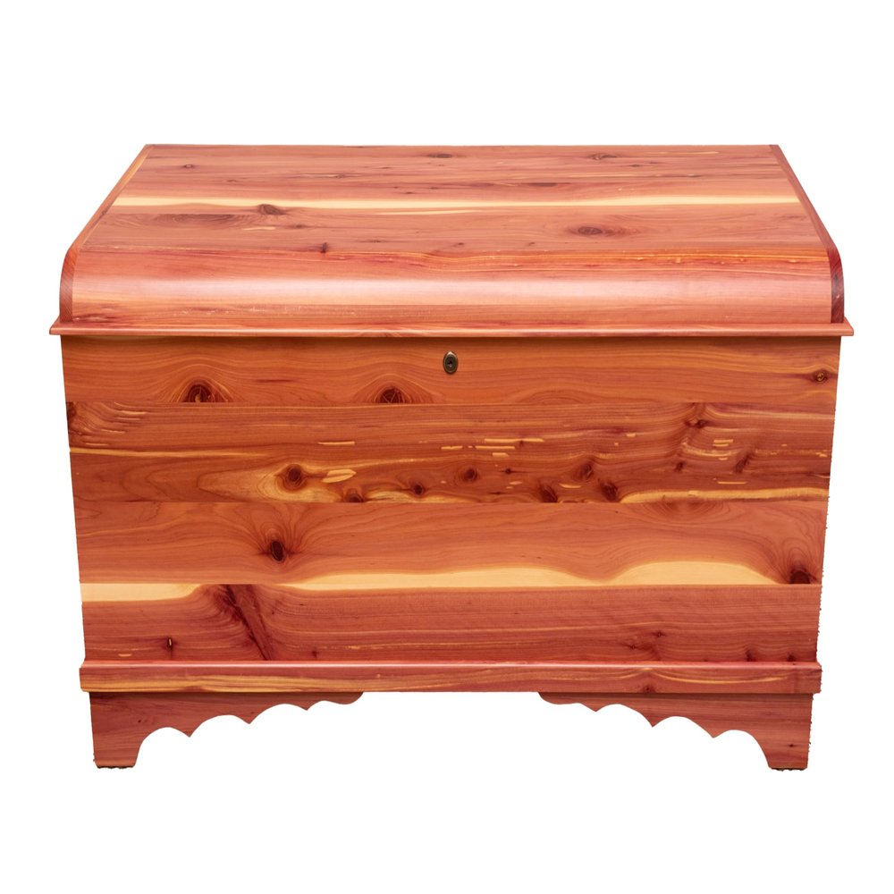 Rustic Red Door Co. Cedar Hope Chest with Waterfall Top, Amish Made Wooden Storage Trunk Box for Bedroom, Blanket, Clothes, Anti-Slam Hinges and Lock, 42", Cedar Wood, Natural Stain